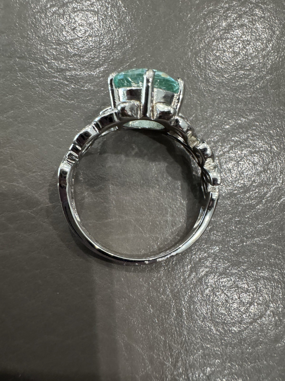 BLUE SPINEL-statement 10mm Round Stone Sz 9 Ring Sterling Silver