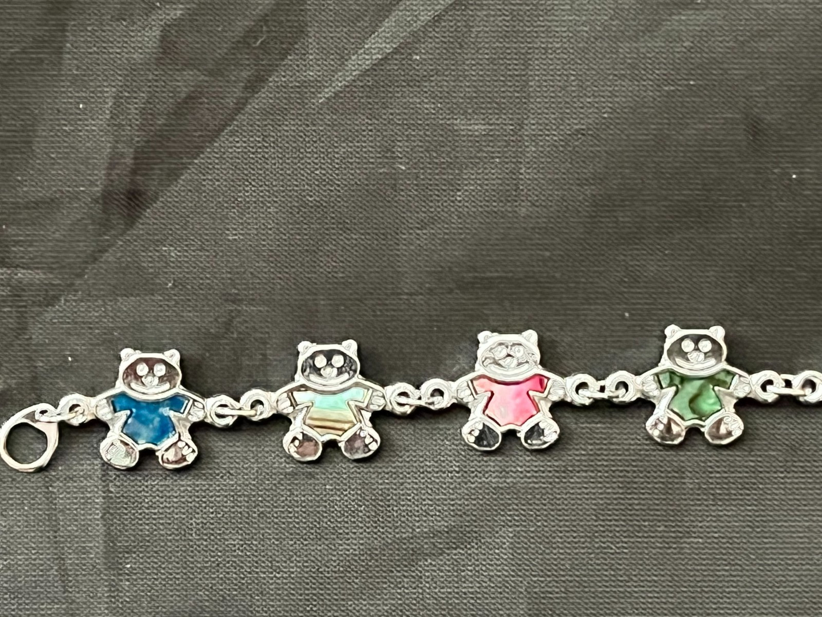 Colorful Teddy Bear Shape Links Bracelet Anklet Fashion Jewelry Silvertone NEW!