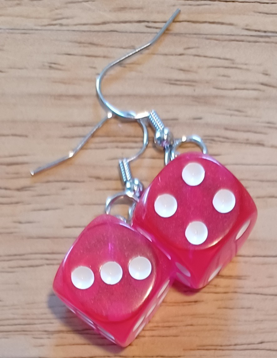 Novelty Dice Earrings -1 Pair – Assorted Colors – Fast Shipping From USA