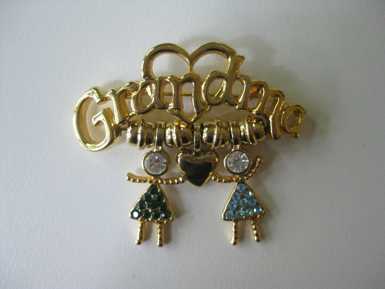 Grandma Brooch Granddaughter Birthstone Heart Charm March Aquamarine May Emerald