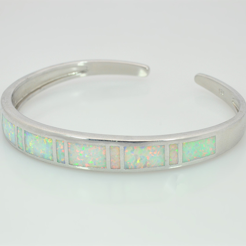 Vikoly White Opal Bangles Top Quality Silver Plated Fashion Jewelry For Women