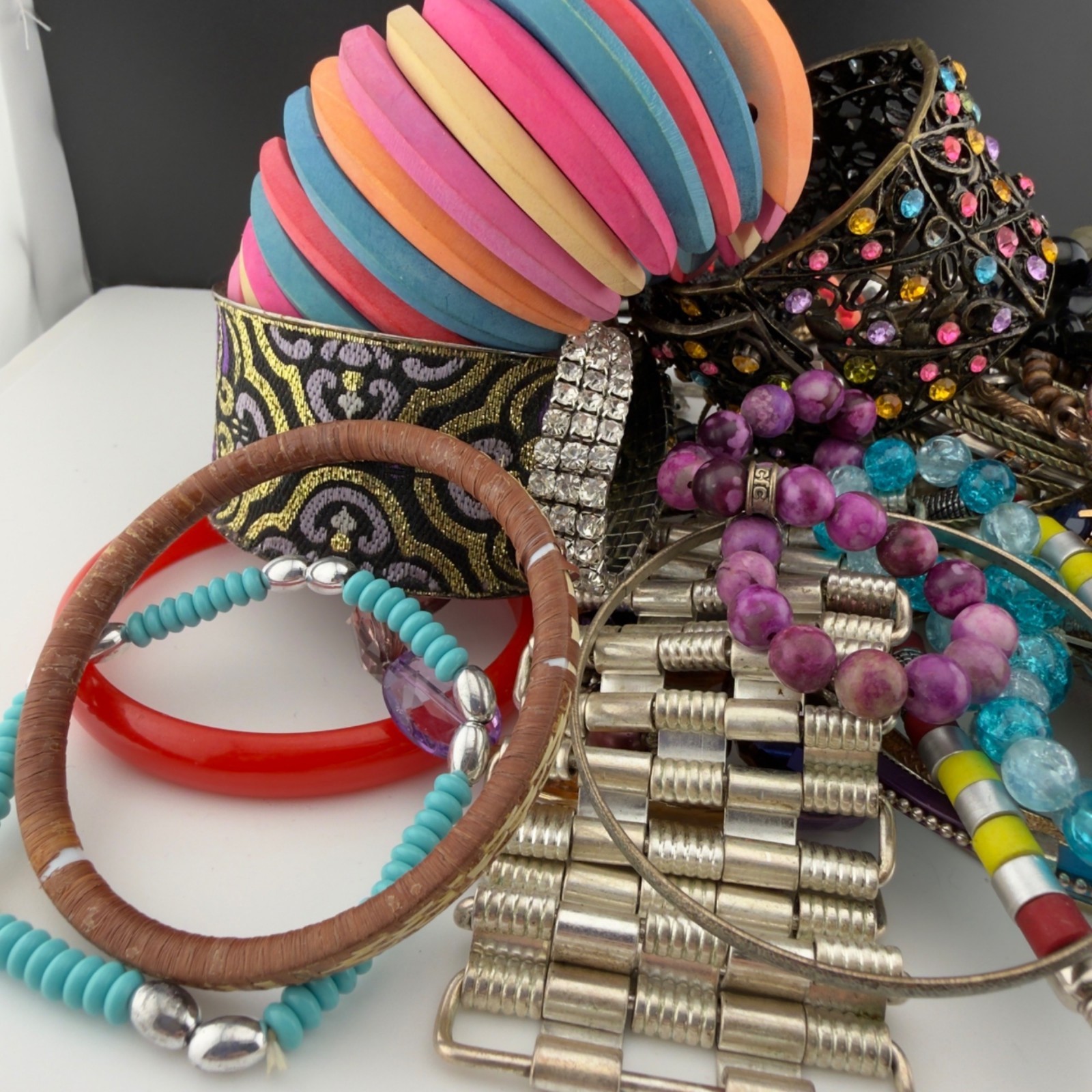 Mixed Bracelet Lot Wear Repair Repurpose Harvest Only Bangle Bead Wire Stretch