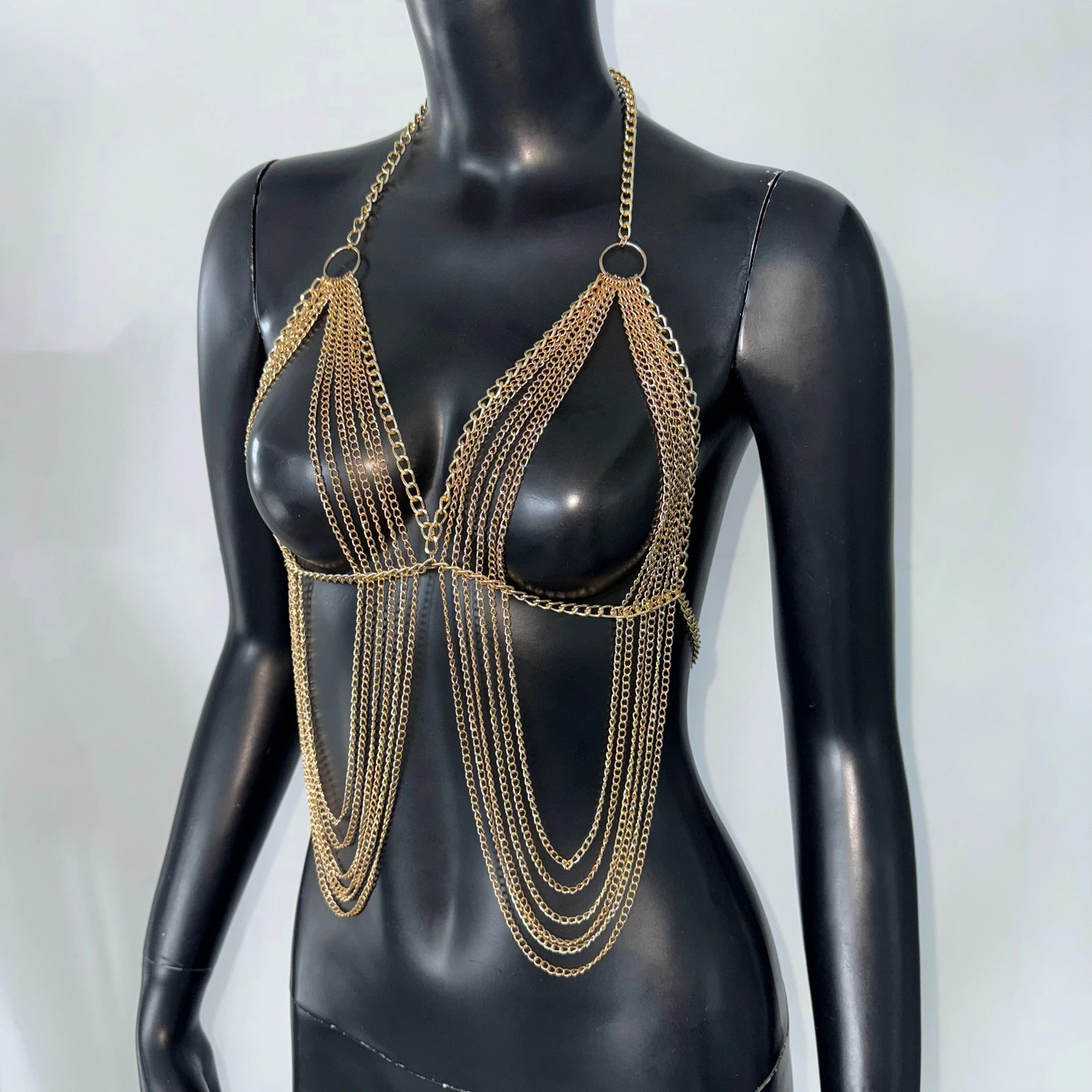 Body Chain White Pearl Suspender Silver Chain Top Metal Layered pearl