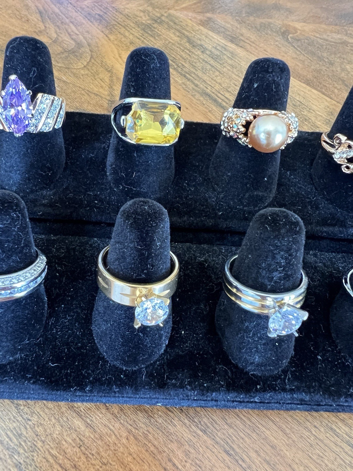 Beautiful set of rings in various colors and stones