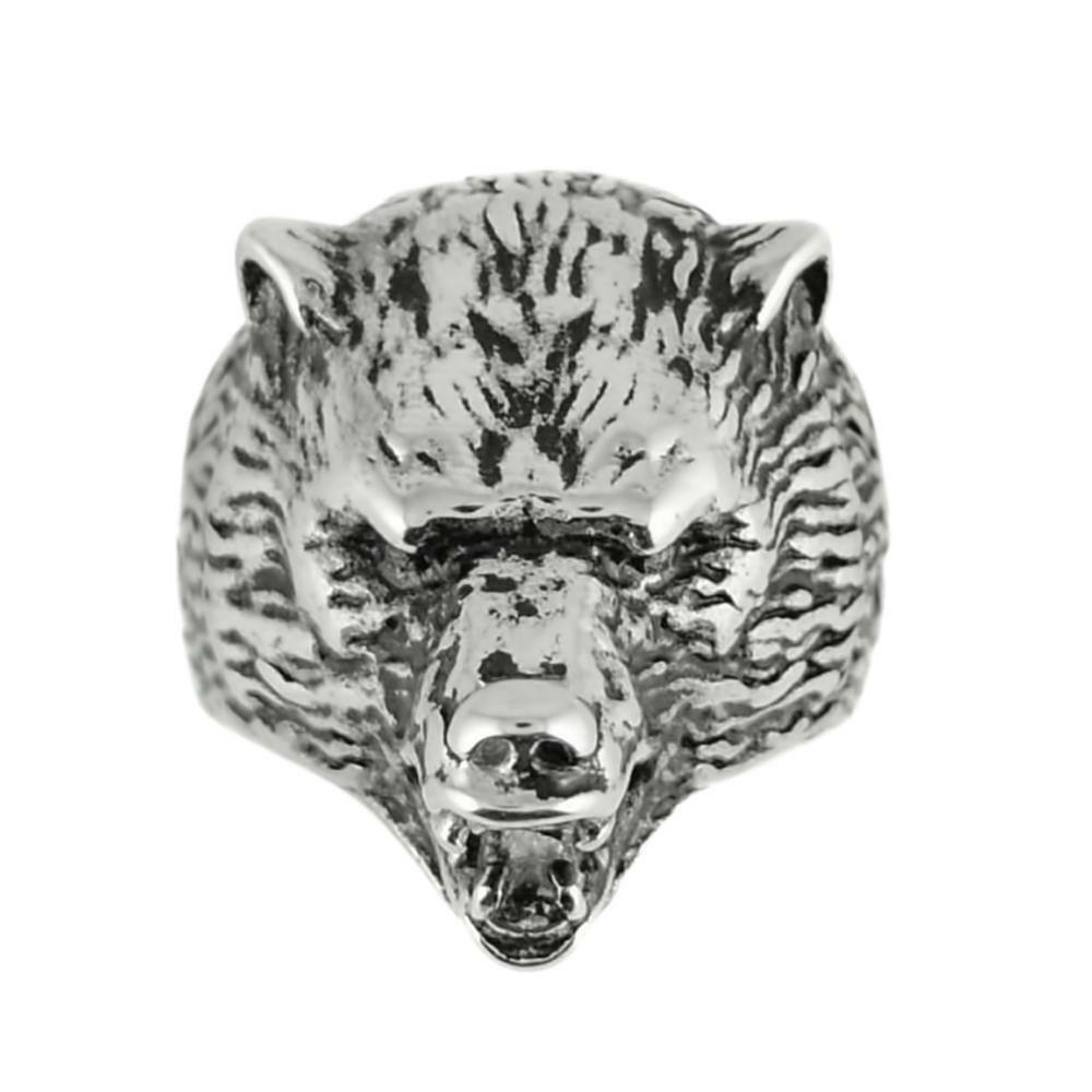 Men’s Stainless Steel Grizzly Bear Ring 133