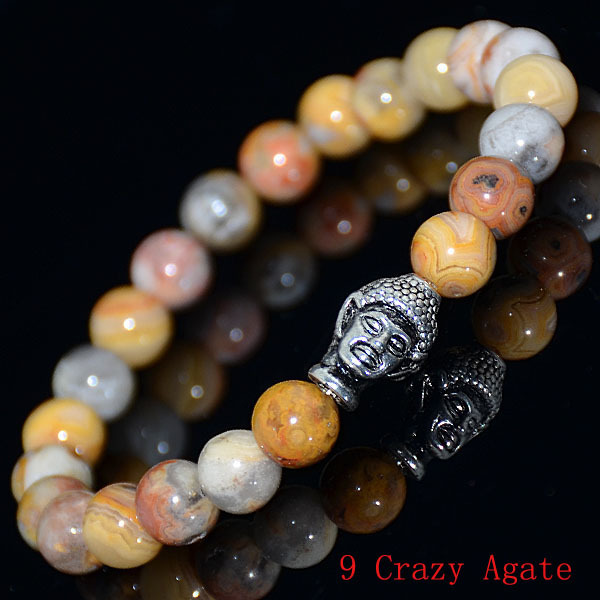 Charm Beads Unisex Fashion Varies Gemstone Silver Buddha Meditation Bracelets