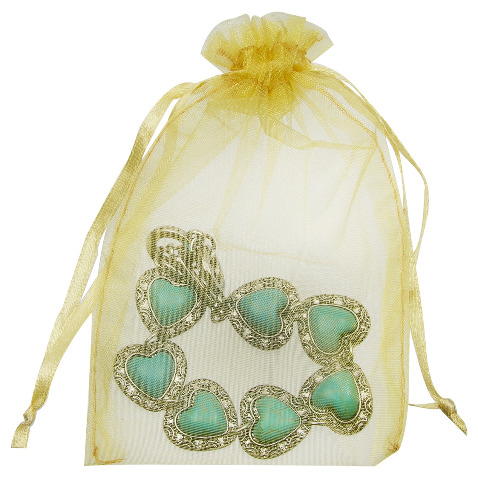 Canyon Sky Blue 8-inch Turquoise and Silver Colored Heart Link Bracelet