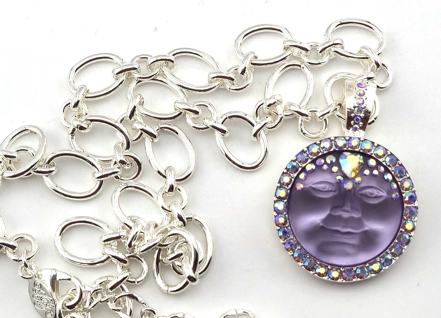 Kirks Folly Sweetheart 25MM Fold Over Pendant ST Violet & Oval Diva Necklace #27