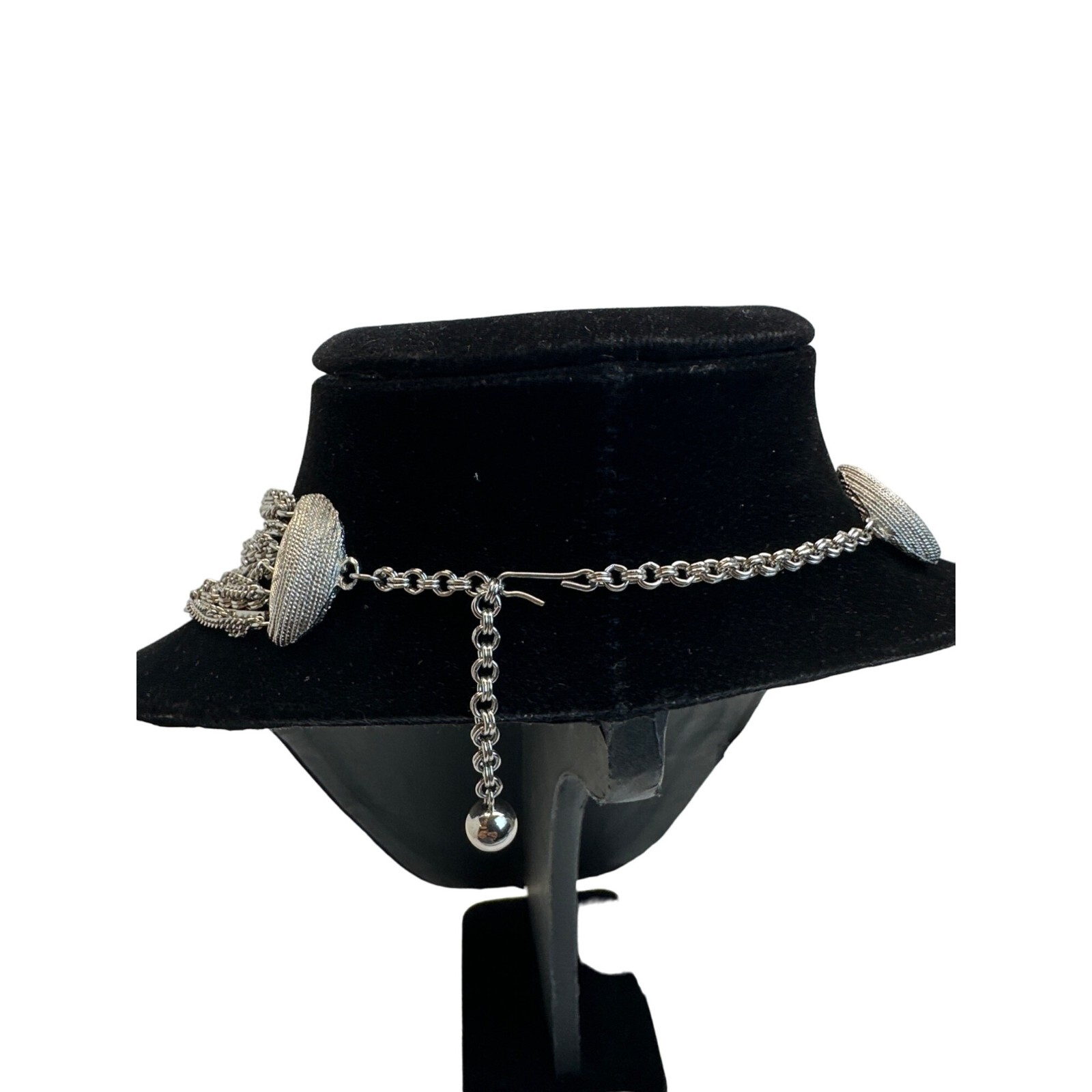 Women’s Silver Tone Multi Layer Bib Chain Necklace – 17in