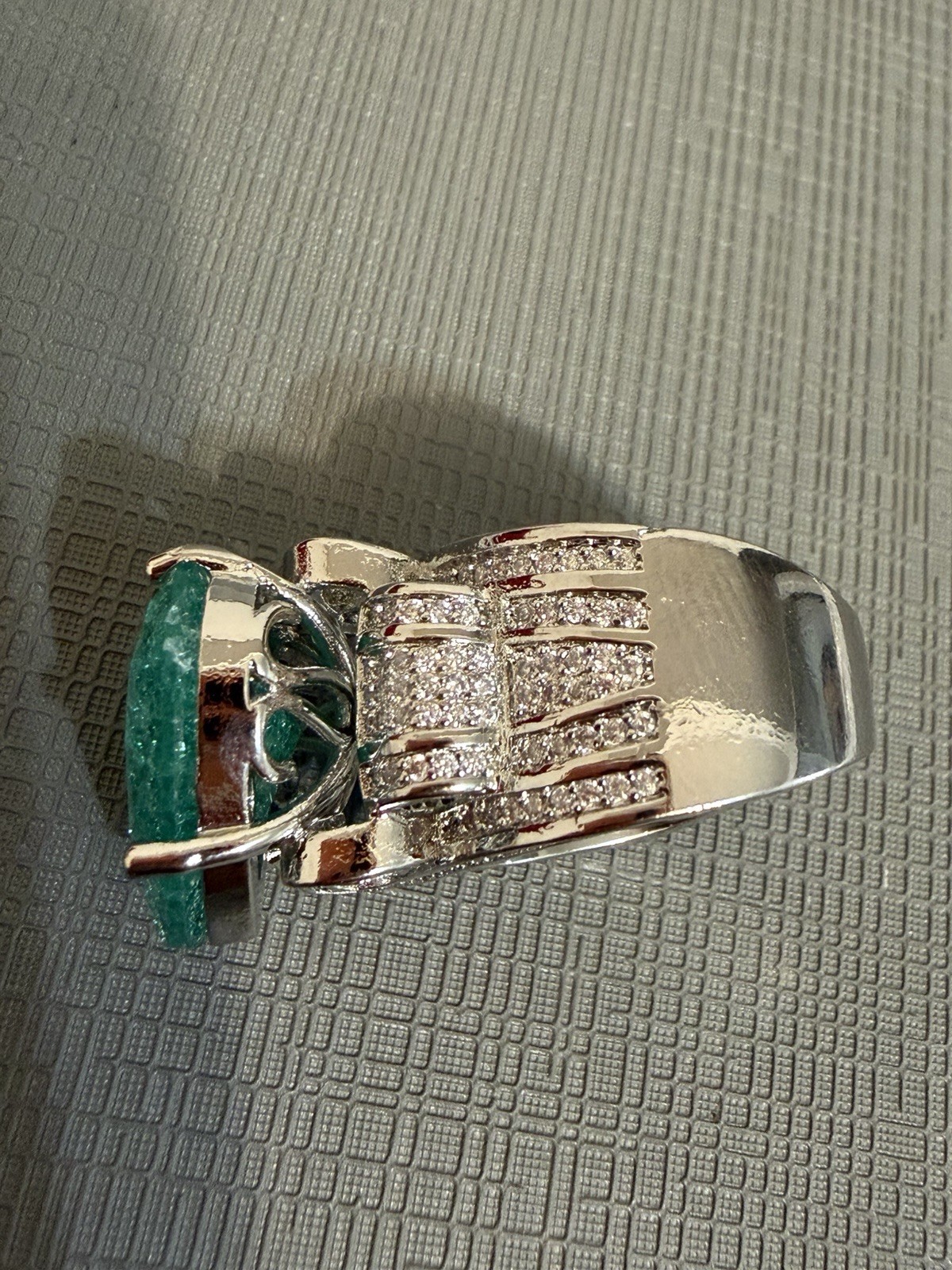 925 Silver Heart Paraiba Tourmaline Ring Size 8 Cocktail