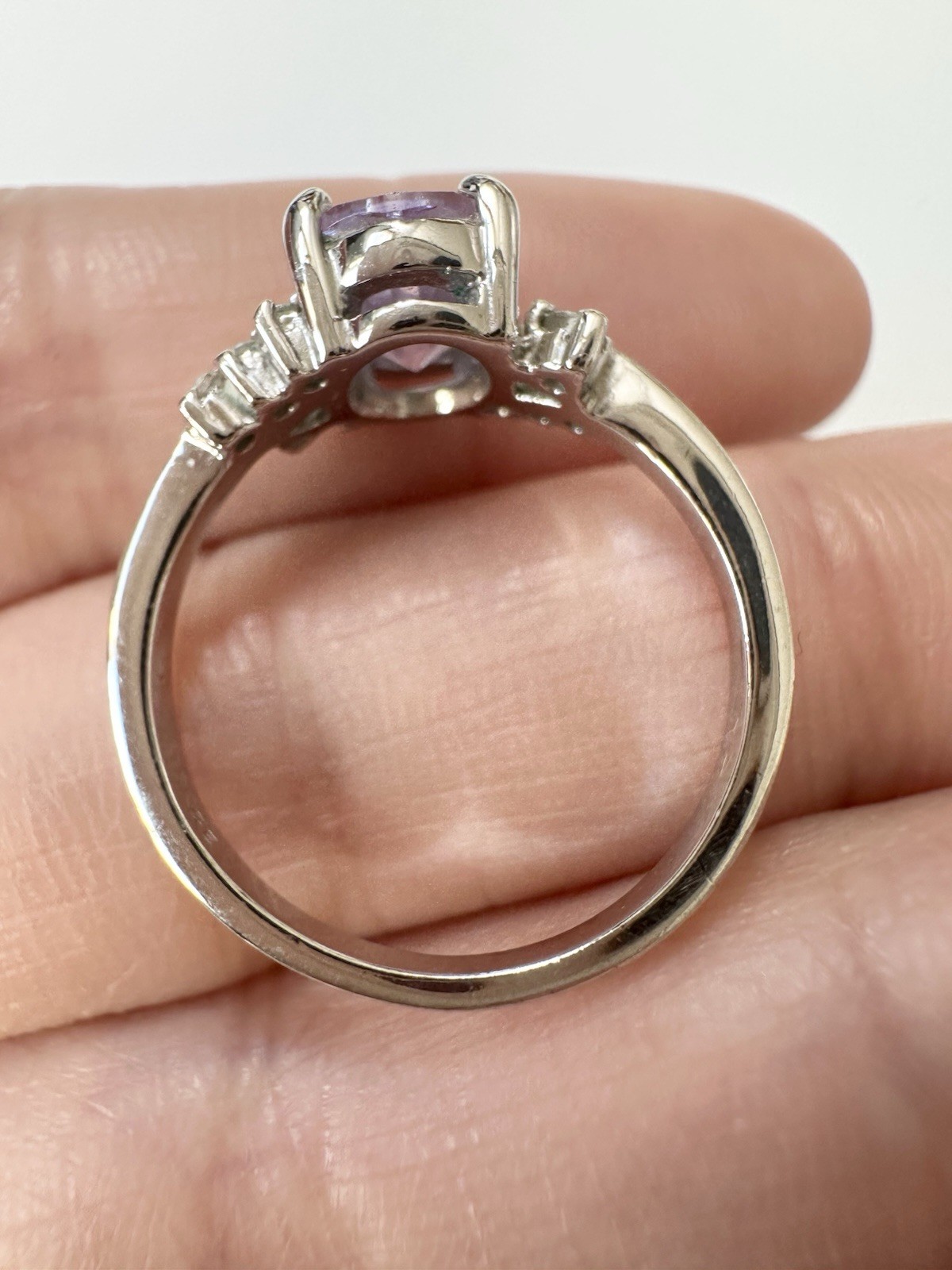 18k Gold Plated Purple Clear Stone Ring Size 7