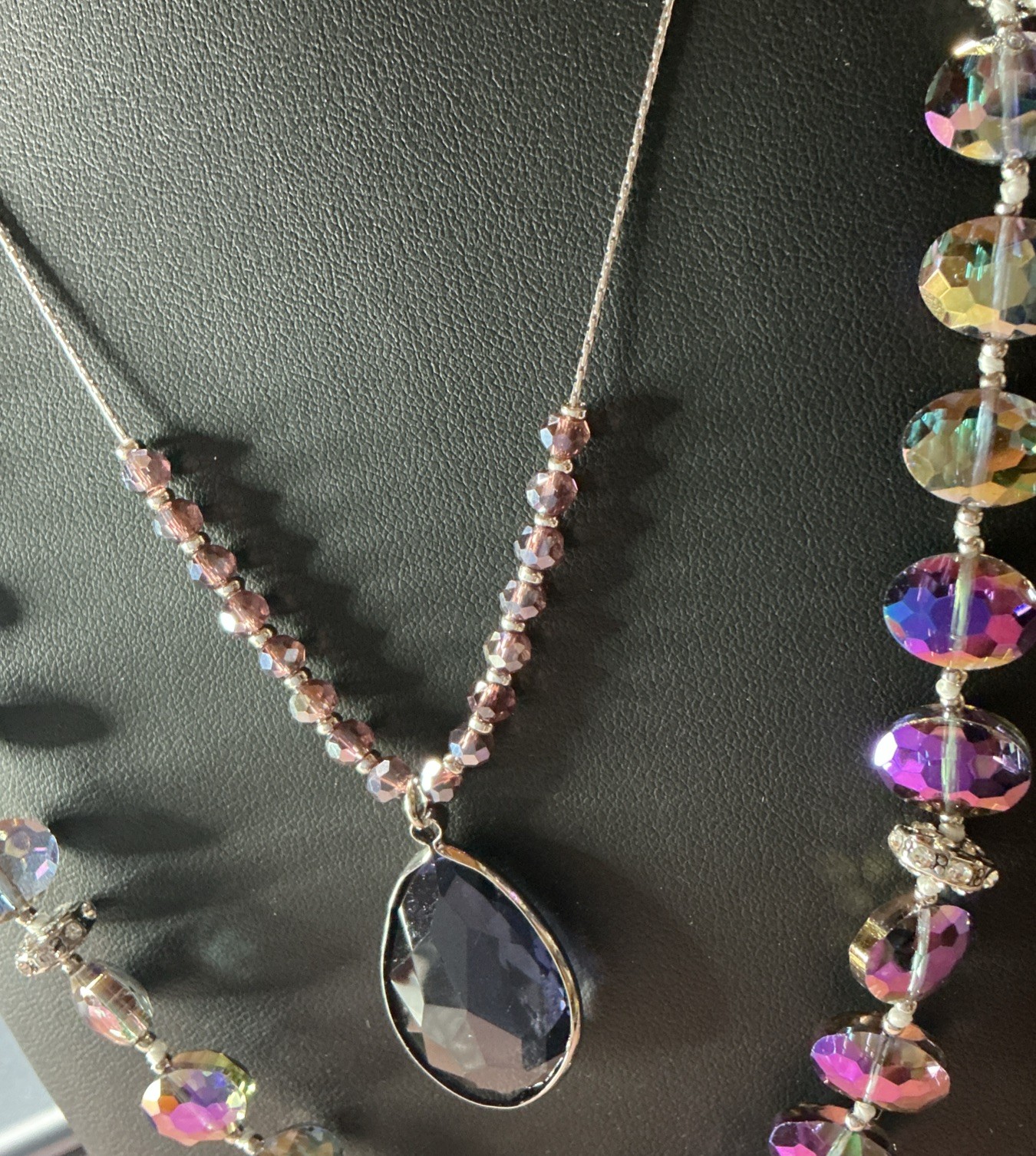 NWT Donna & Lilly 2-in-1 Separating Layered Necklace Set Iridescent Beads Pndt