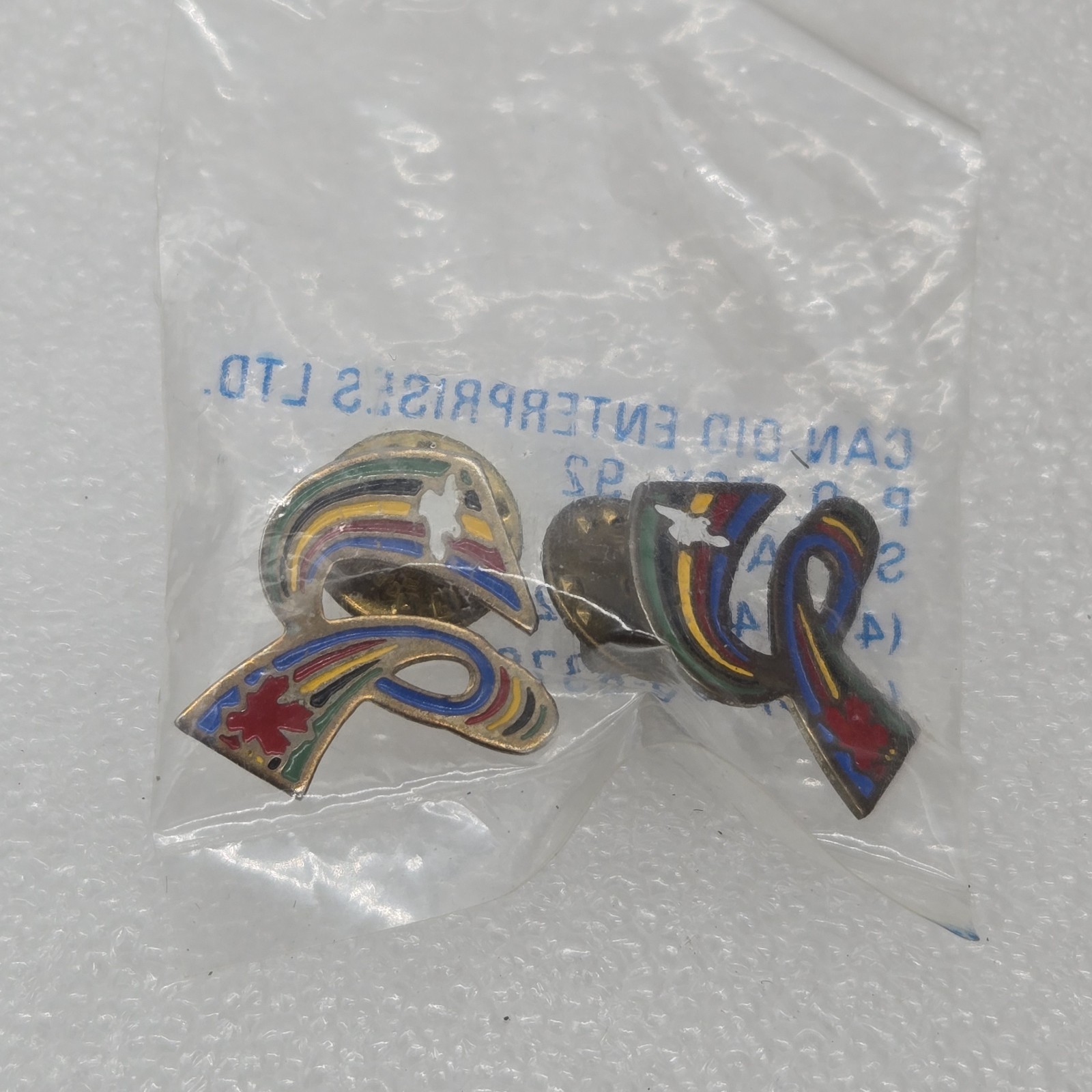 (2) Vintage Gay Pride Rainbow Dove Peace Canada Maple Leaf Lapel Push Back Pin