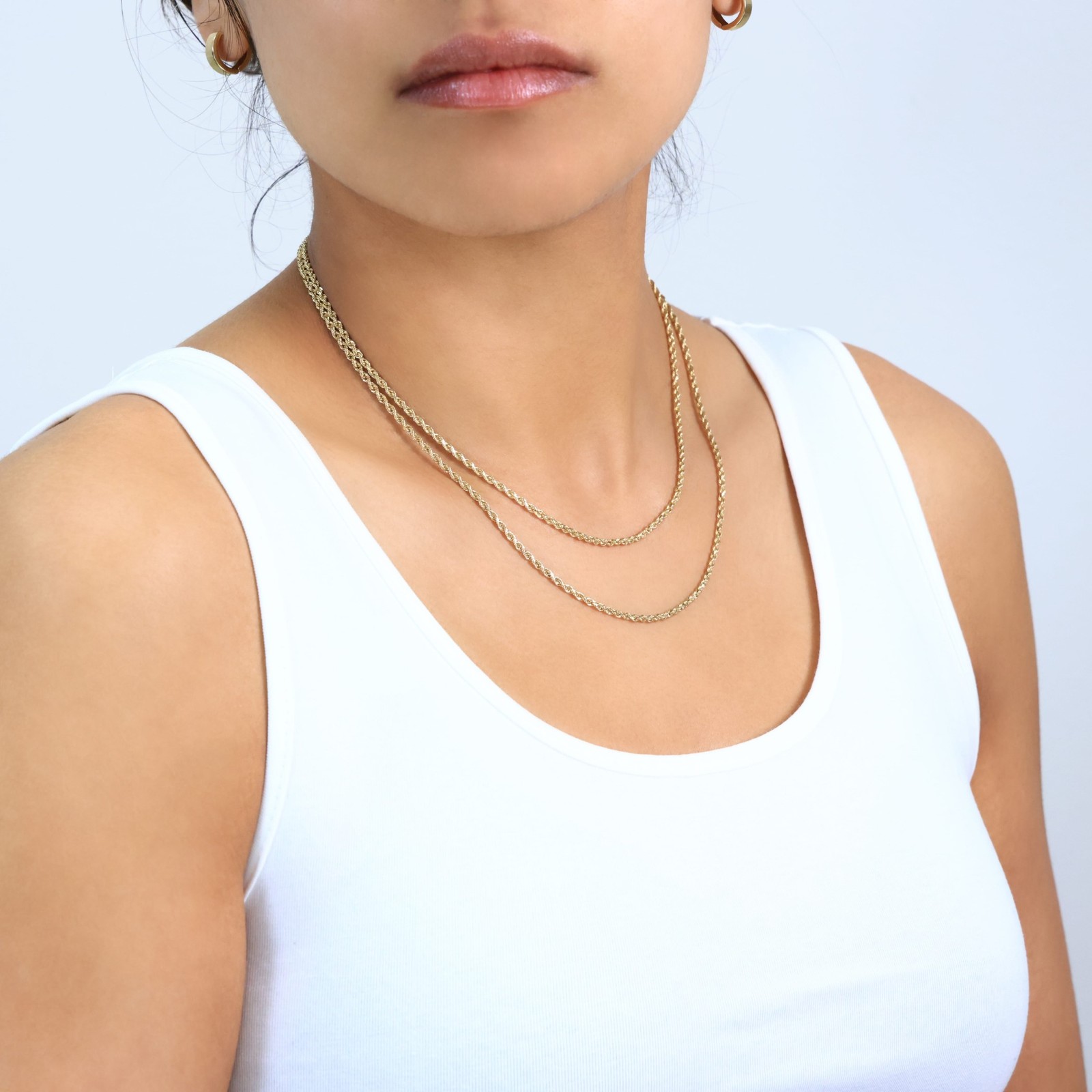 18k Yellow Gold 2mm Diamond Cut Rope Chain Italian Necklace Mens Womens 16″-26″