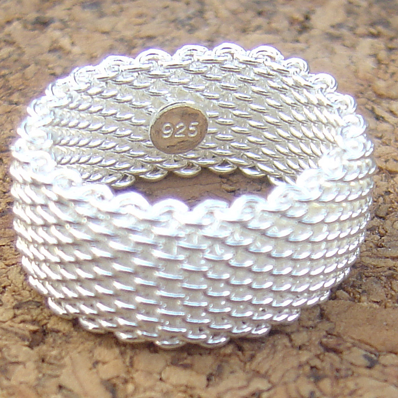 Unisex 925 Sterling Silver 9 mm Mesh Band Love Wedding/Engagement Ring, ALL size