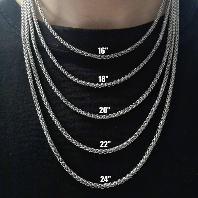 USA 3MM Wheat Link Chain Stainless Steel Necklace Men 18/20/22/24/26/28 inch