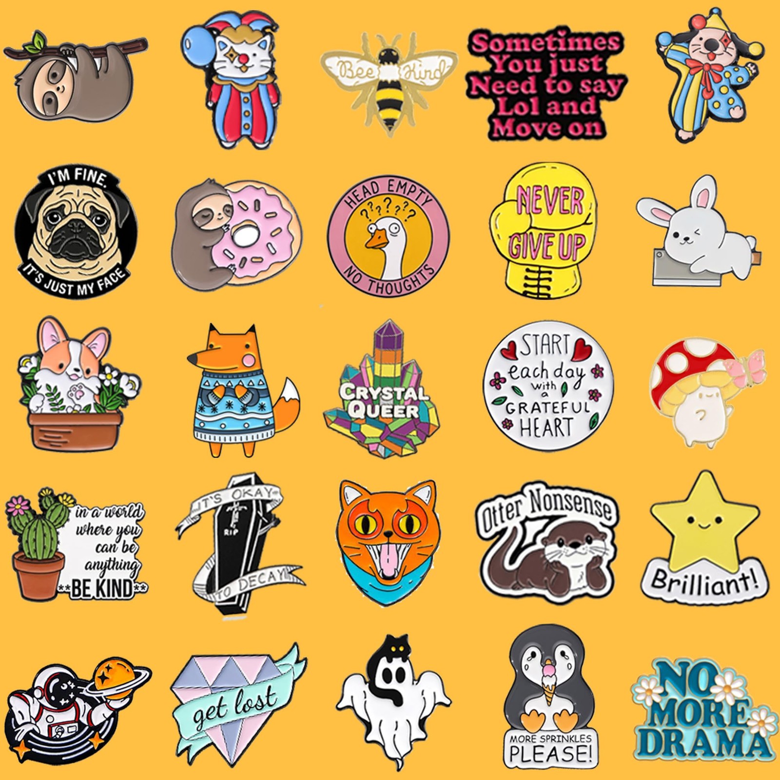 20/40/50 PCS Cute Enamel Pins Bulk, Funny Backpack Pins Aesthetic Lapel Badge…