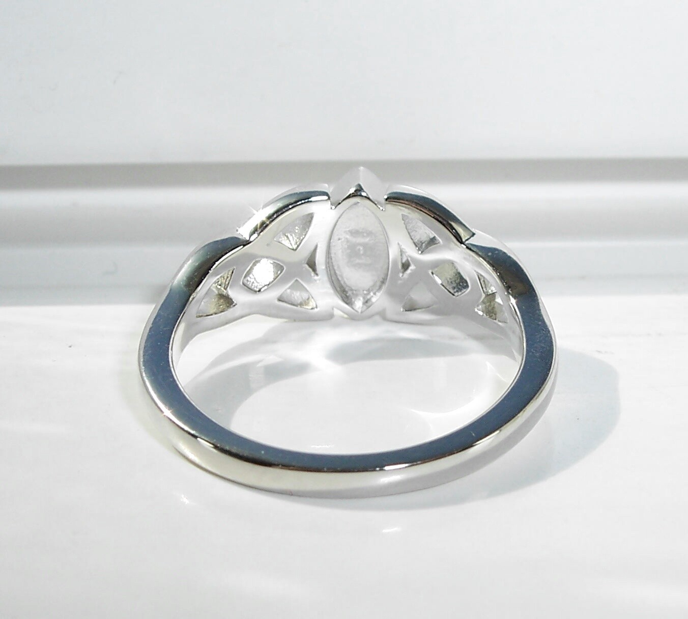 Celtic Synthetic Black Onyx Triquetra Ring Marquise Shape 925 Sterling Silver