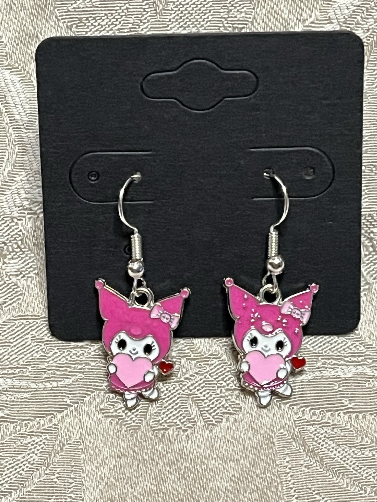 Kuromi Heart Love Cupid Gold Charm Drop Dangle Fun Boho Hello Kitty Earrings