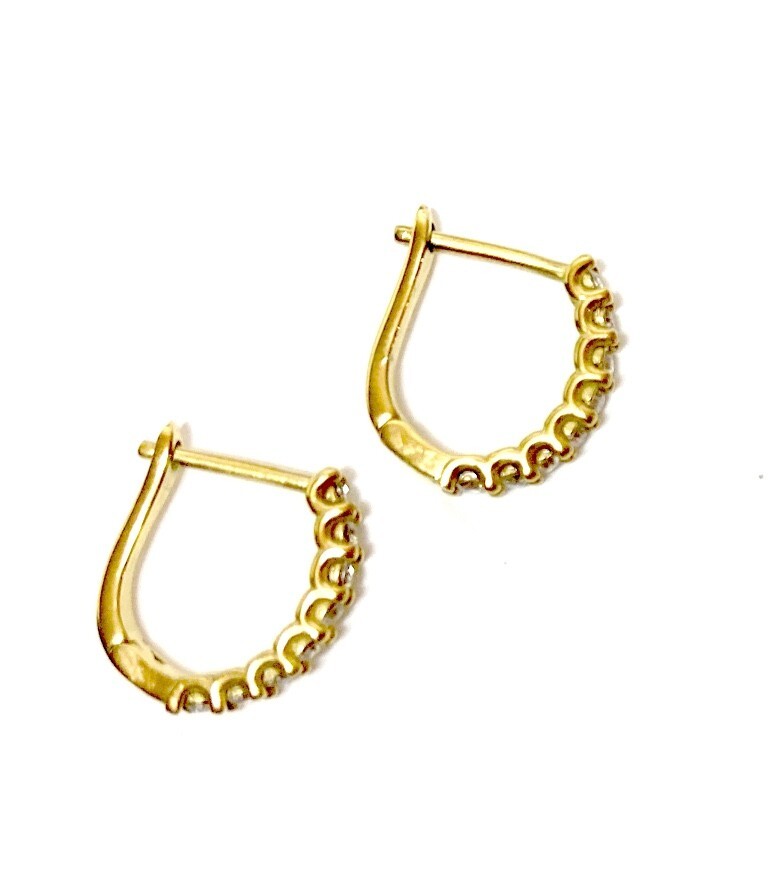 HEYMAEVE CUBIC ZIRCONIA 18K GOLD PLATED OVAL HOOP EARRINGS 1″ NWT BRAND NEW