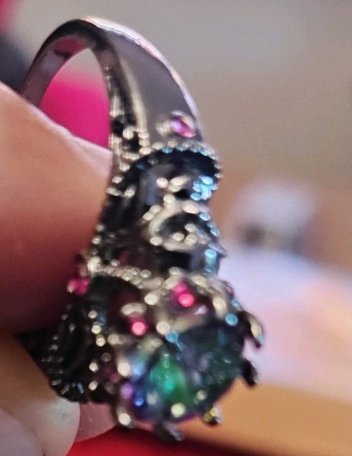 Ring With Rainbow Colors Size 8 adults children play costume fun skulls pink