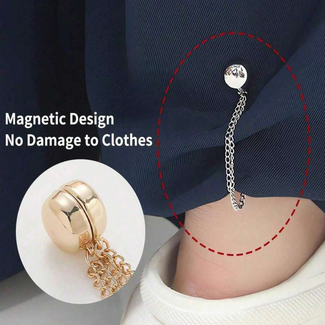 Magnetic Clothing Clips 4Pcs Chain Brooch Buckle Womens Fixing Dresses Pants