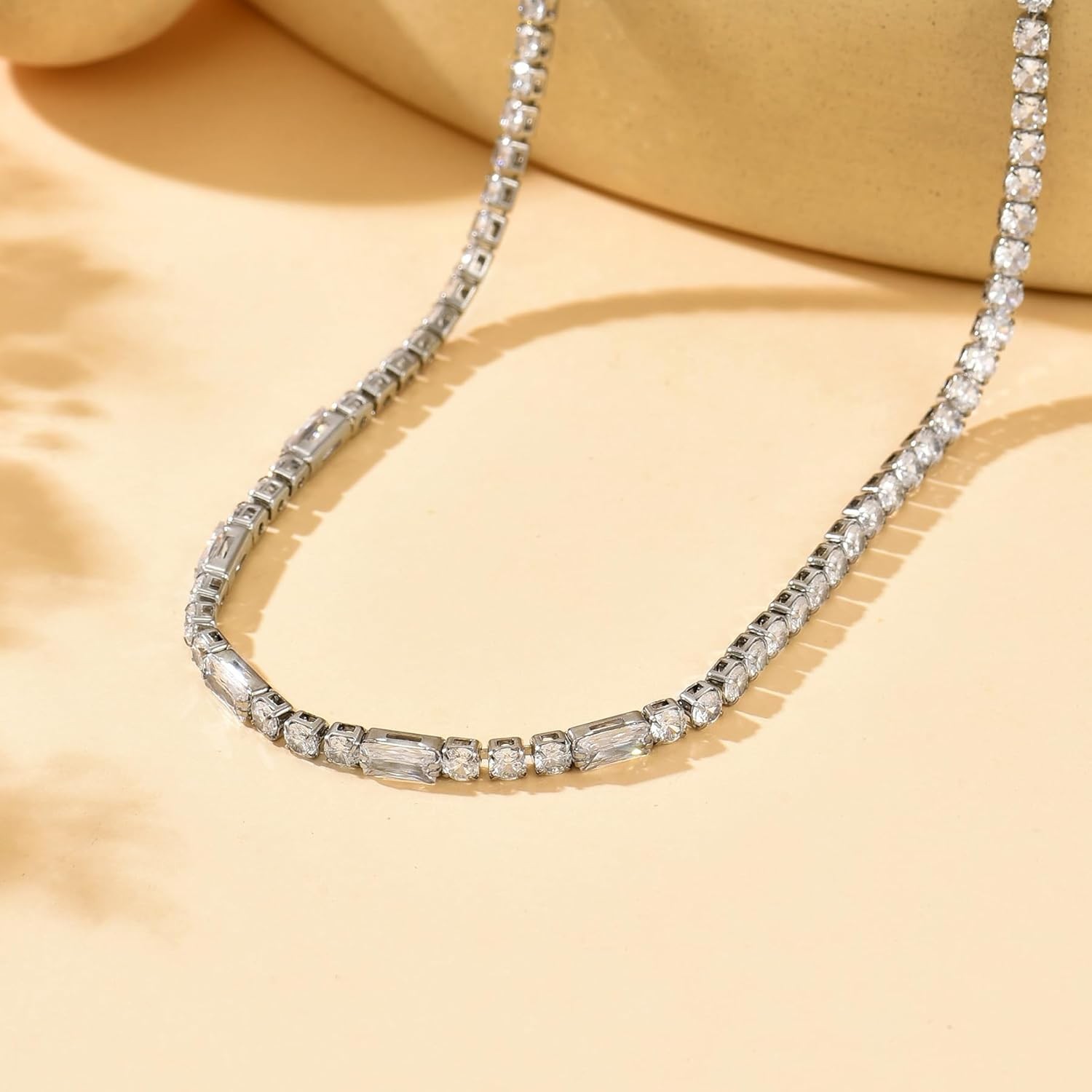 18K Gold Plated Tennis Necklace Women Multi Color CZ White Red Green Blue Cubic