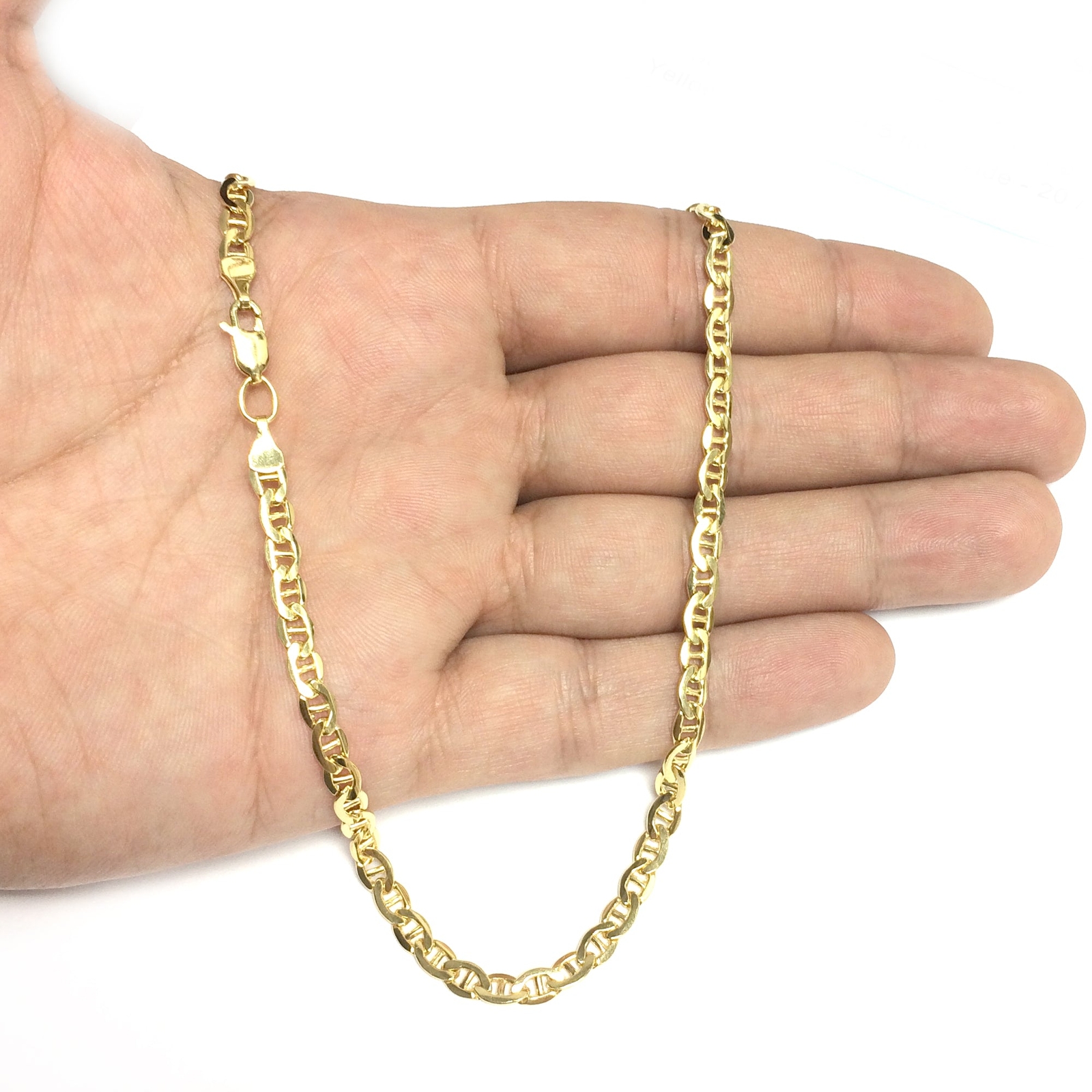 14k Yellow Real Gold Filled Solid Mariner Chain Necklace, 4.5 mm, 18″