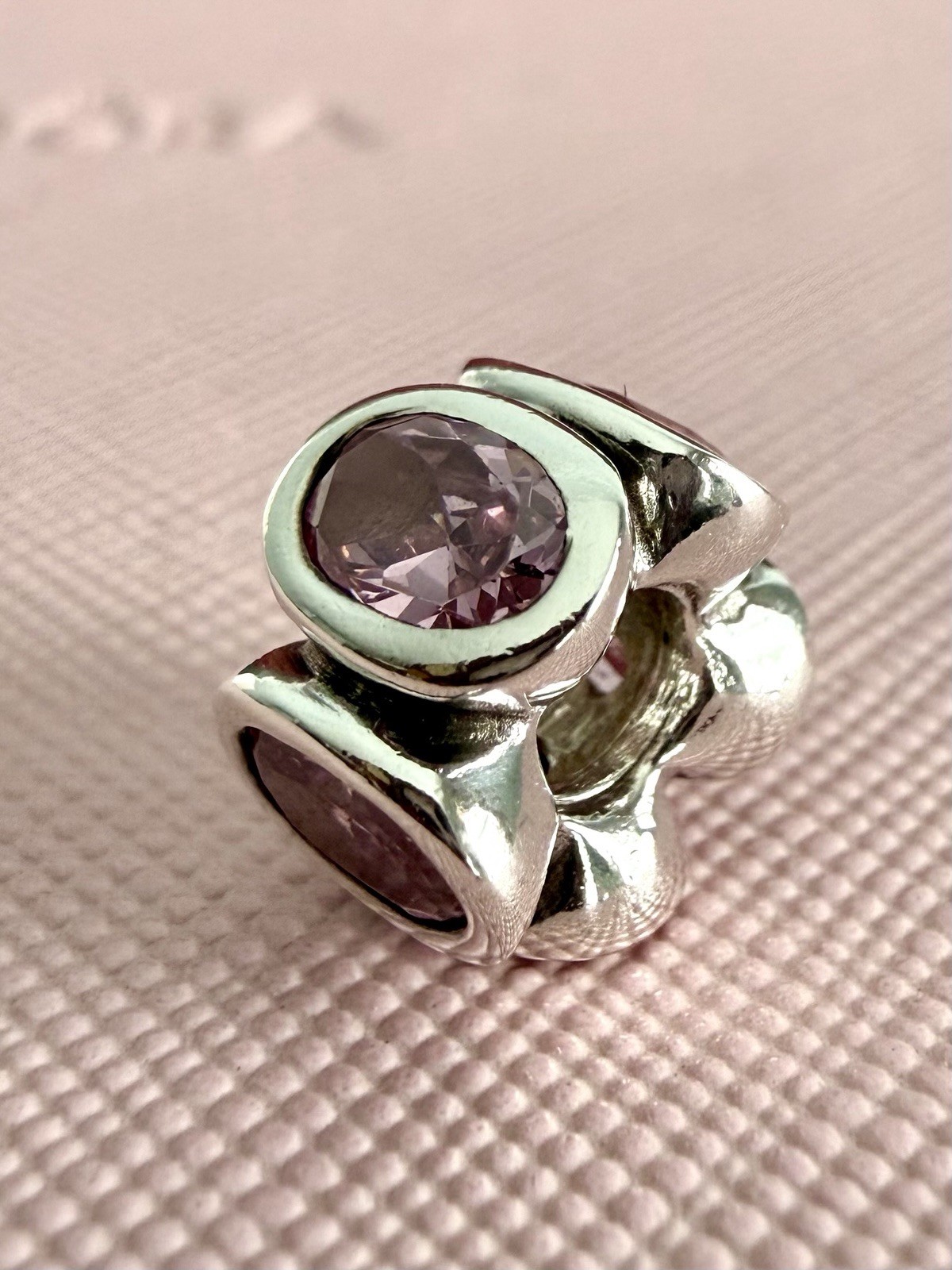 Pandora Sterling Sliver Pink Oval Lights CZ Charm #790311PCZ RETIRED Authentic