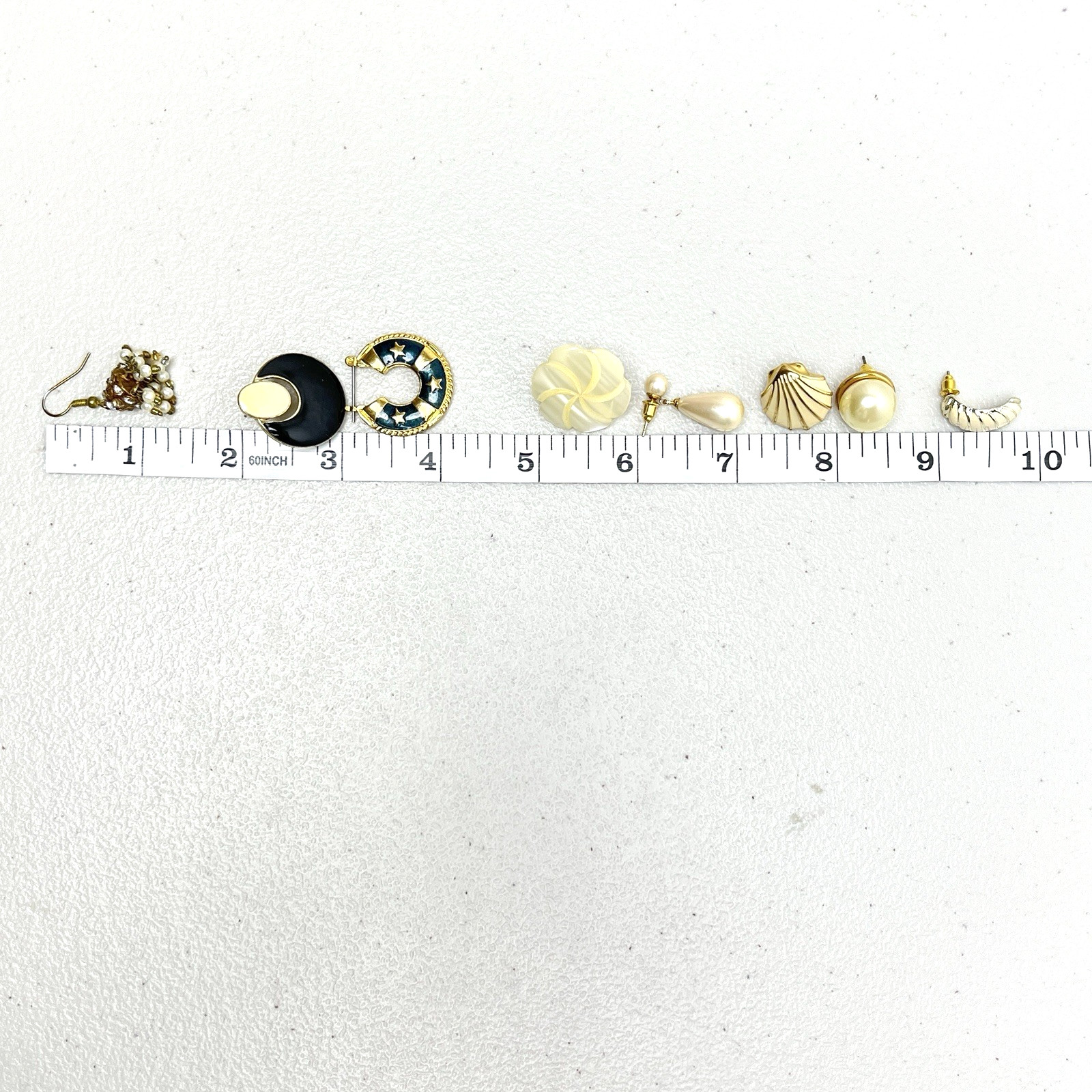 Vintage Earrings Lot 8 Pair Gold Tone Dangle Enamel Pierced Stud Drop Retro Glam