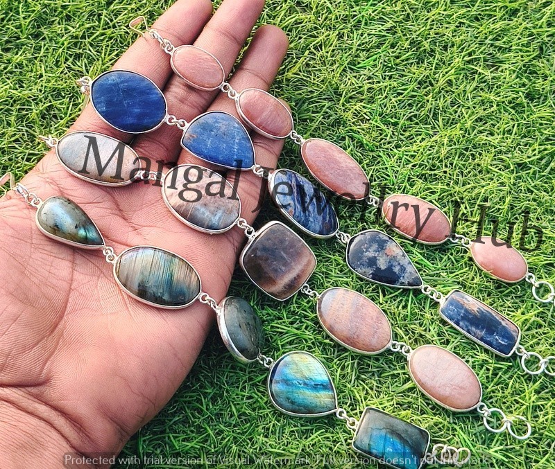 A+ Labradorite & Mix Gemstone Bracelets Lot 925 Sterling Silver Plated Jewellery
