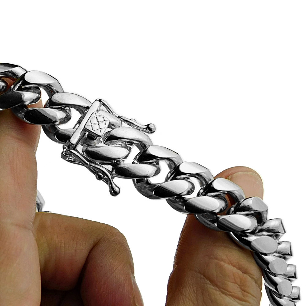 Mens 18″ In Choker Chain Stainless Steel 14MM Cuban Link Heavy Hip Hop Necklace