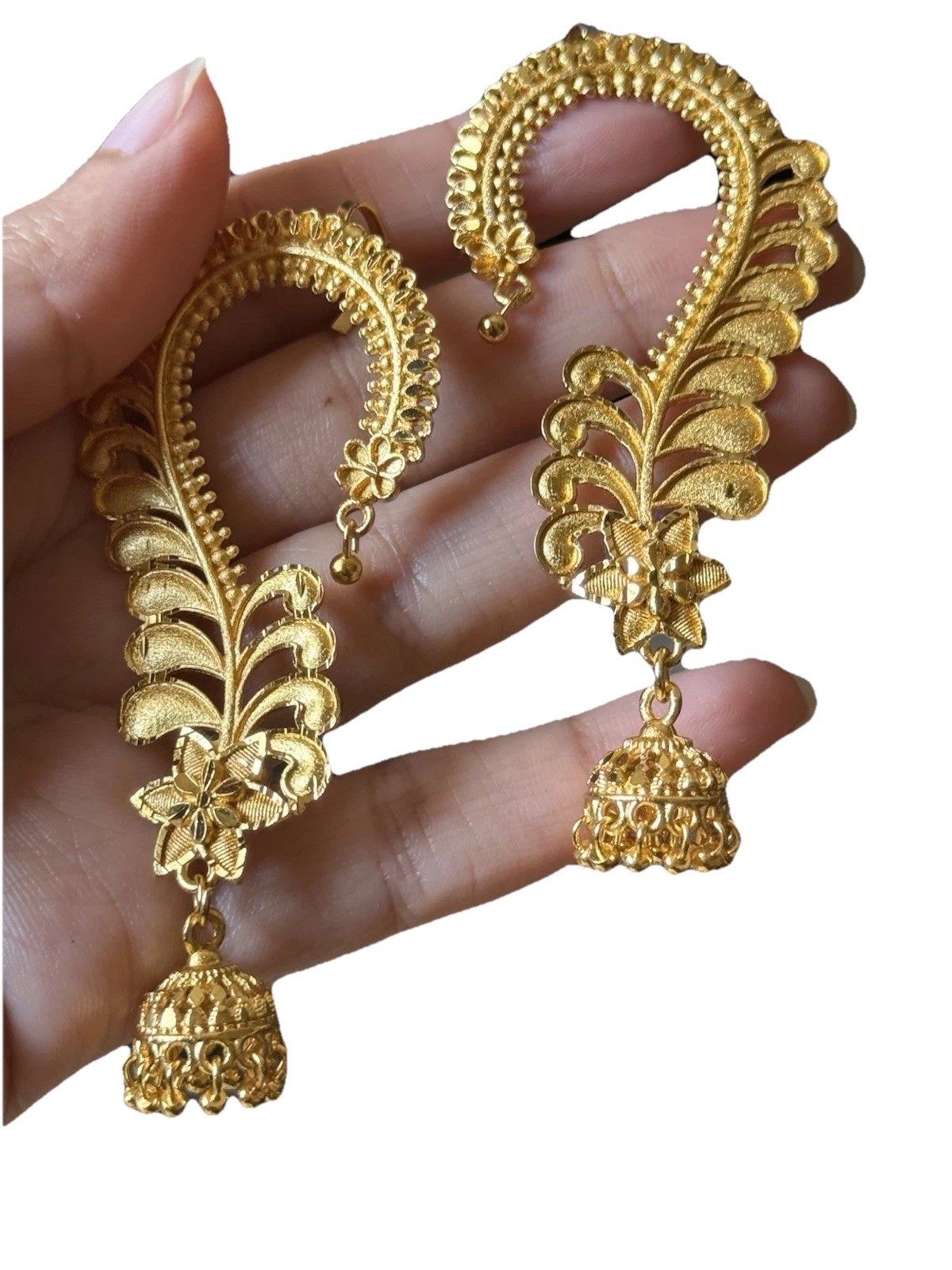 22K Gold plated Jhumka Ear Cuffs traditional indian earrings