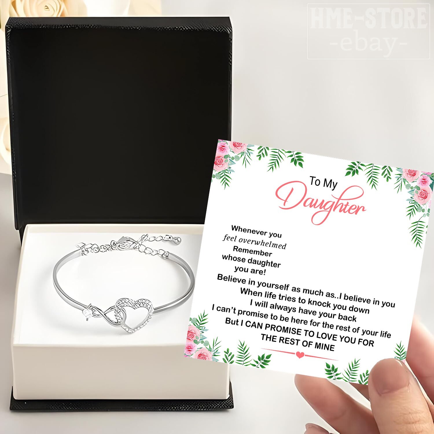 For My Daughter Bracelet Heart Bangle Inspirational Gifts for Girls Believe In
