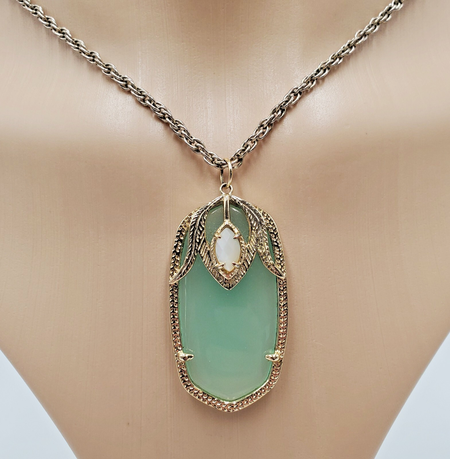 Kendrea Scott Necklace 30in Gold Tone Mint Green Chalcedony Roxanne Darby Rae