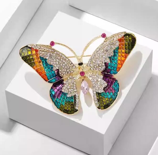 Fashion Luxury Colorful Rhinestone Butterfly Brooches For Women Insect Brooch