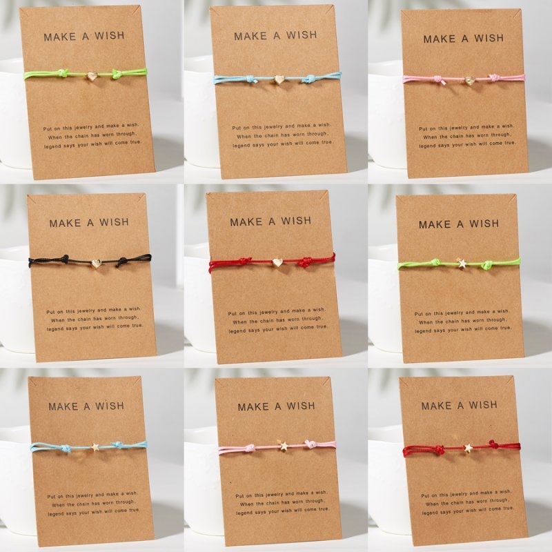 Multicolor Heart Card Bracelet Rope String Jewelry Lucky Gifts Bangle Adjustable