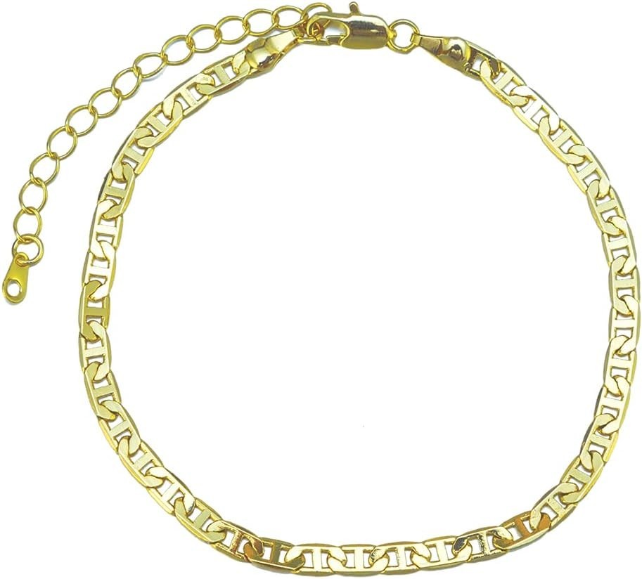 Durable 14K Gold Cuban Link Anklet with Lobster Clasp – Gift-Ready Velvet Bag