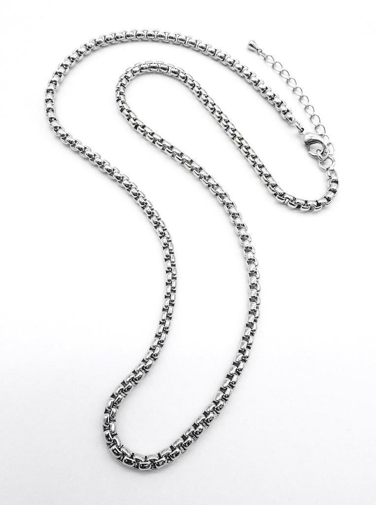 CLASSIC Silver Cable Box 2.5mm Width 18 + 2.5″ Extender Chain Necklace