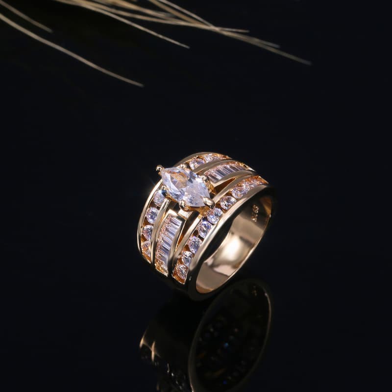 Marquise Cut Lab Created Diamond Wedding Ring Cubic Zircon Diamond Jewellery