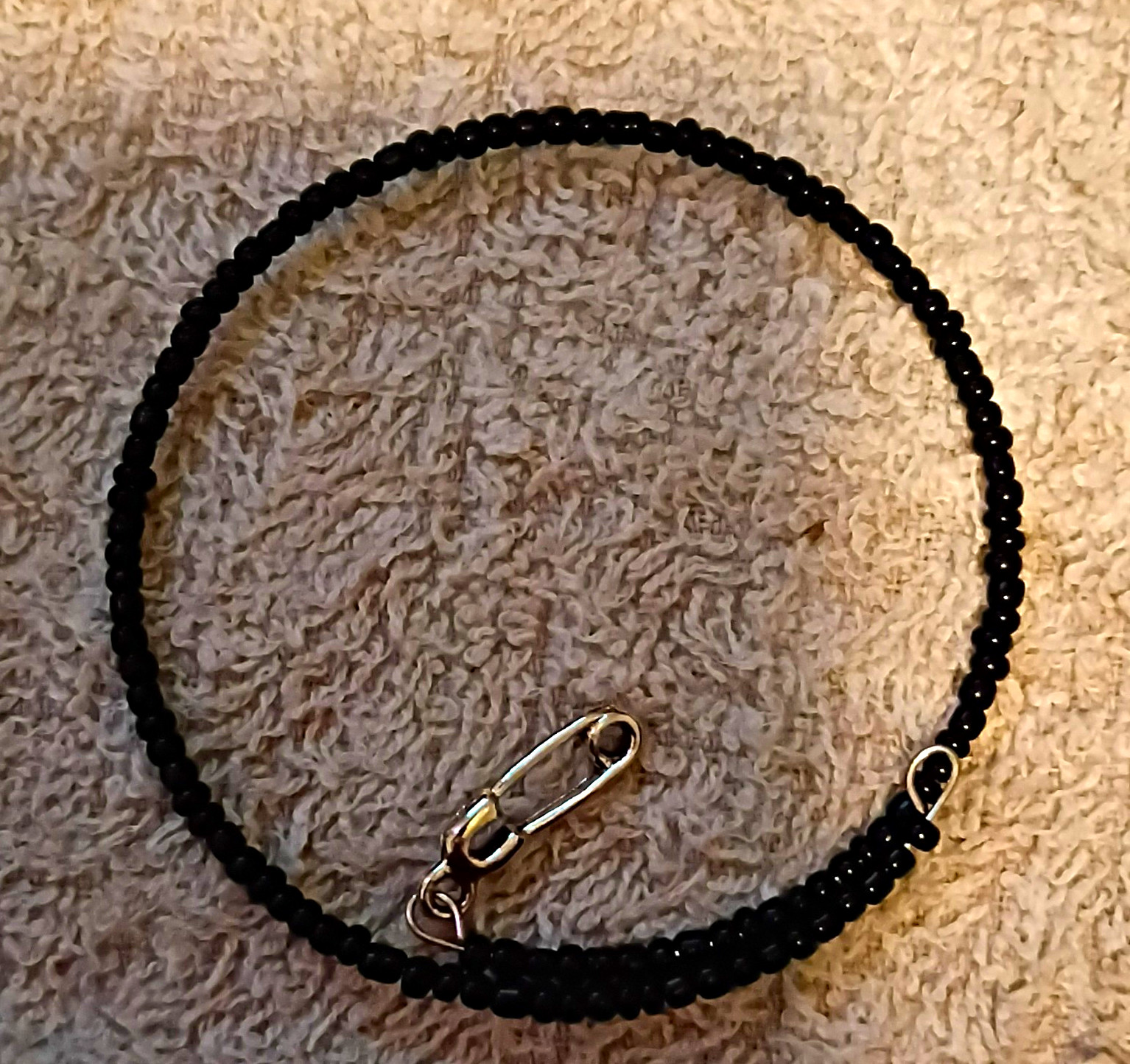 Beaded Bracelet Black Silver Tone Metal Ball/Bead Chain Lobster Clasp