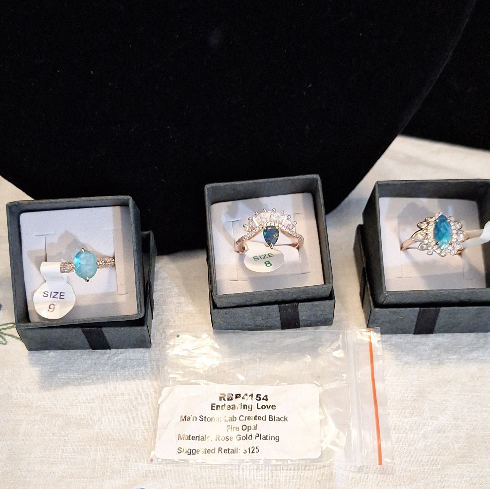 Bomb party Lot of 3 Rose Gold Plated Lab-Created Cocktail Rings Size 8-9