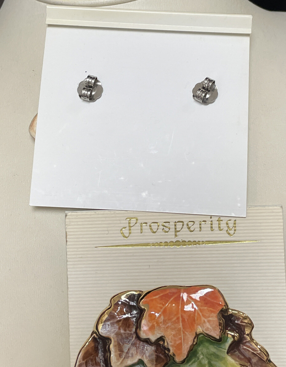 PROSPERITY THANKSGIVING FALL SEASONAL CERAMIC ENAMEL LEAF PIN BROOCH EARRING SET