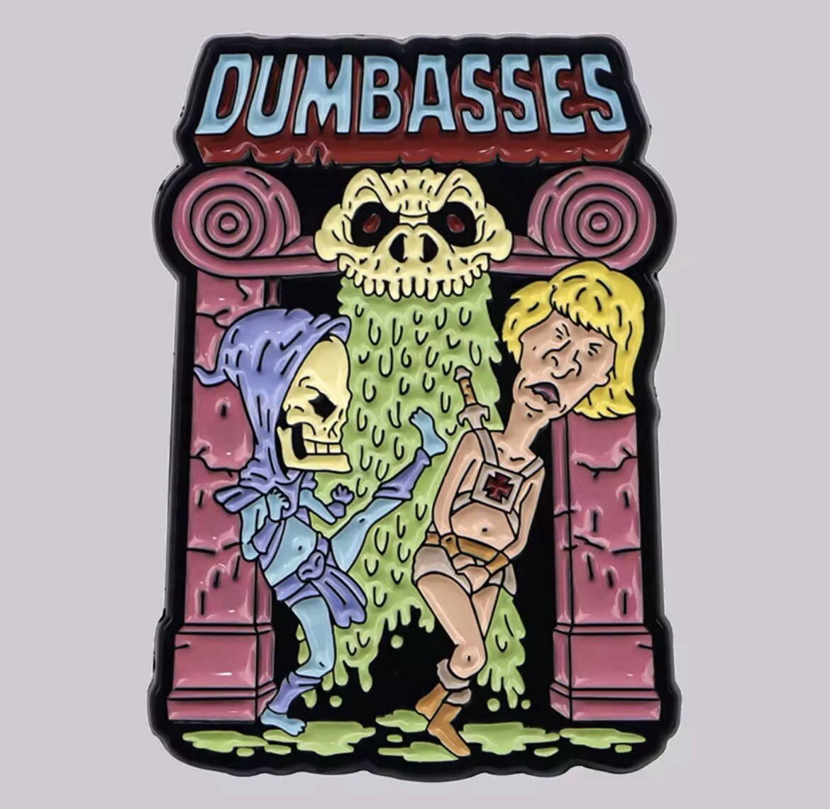 Dumb Head Butt Brothers Style Pin 1pc With Rubber Backer Humorous Pin Dumb Bros