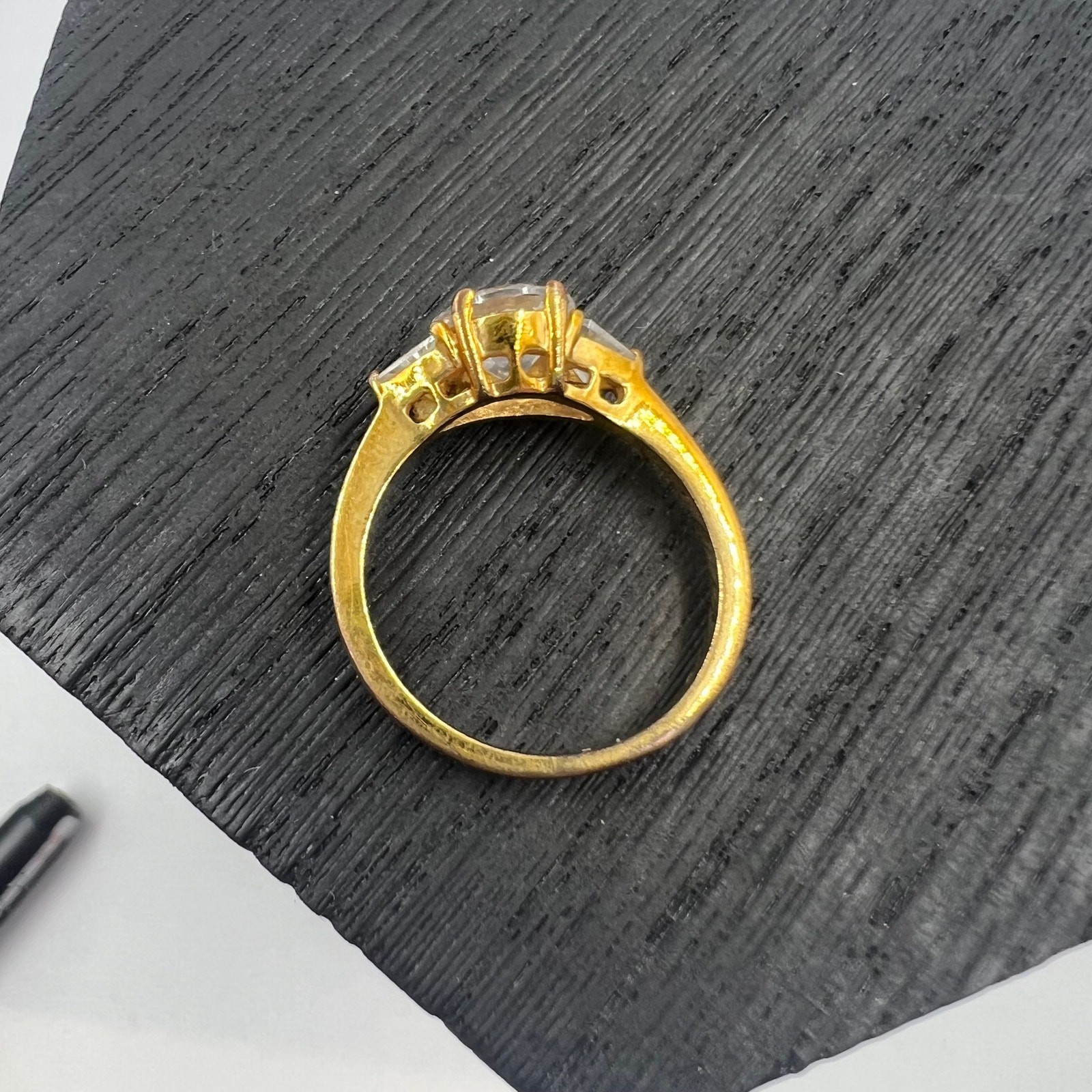 Antique Gold Tone Cubic Zirconia Engagement Style Fairytale Ring Size 9