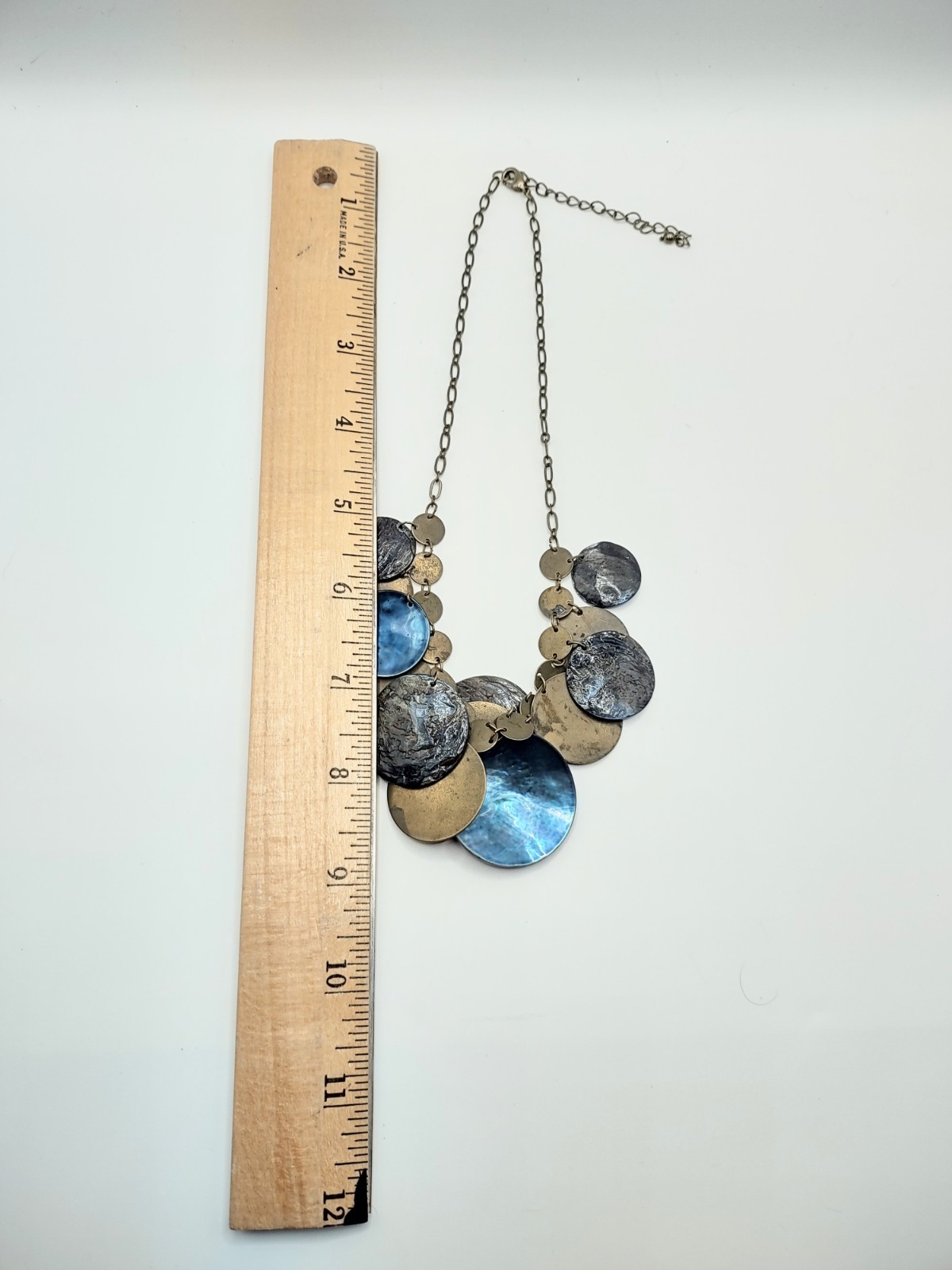 Necklace Shell Jingles Round Antique Tone Chain Lobster Claw Clasp Adjustable