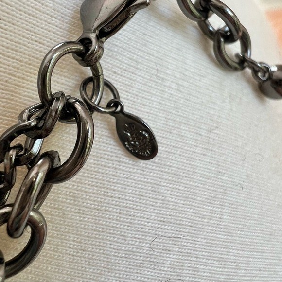 Long Layered Gunmetal Chain Necklace with Knot Details Fashion Jewelry