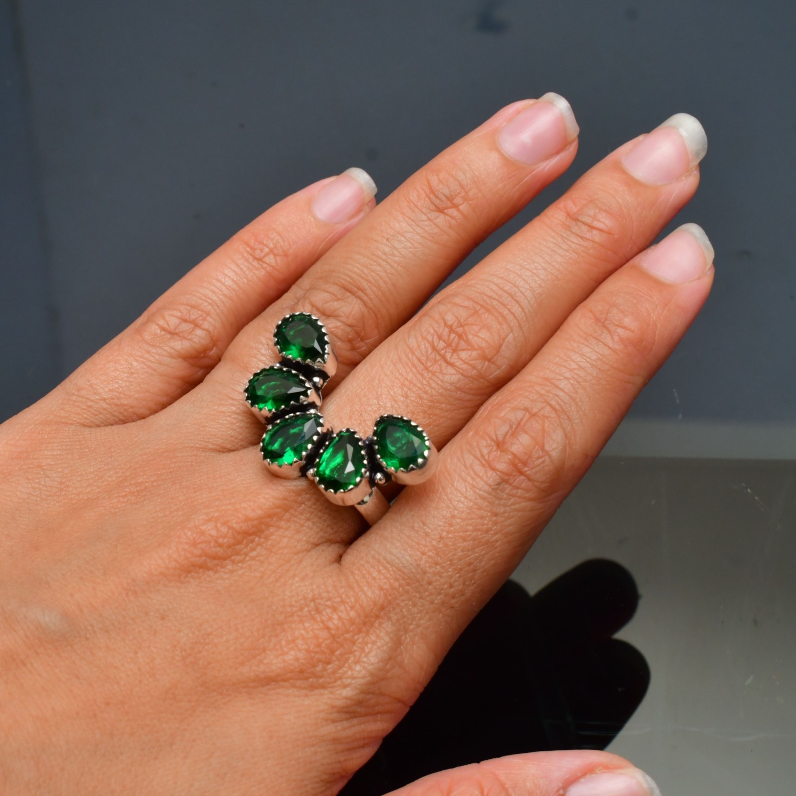 Chrome Diopside(Lab-Created)Gemstone 925 sterling silver Handmade Ring- All Size