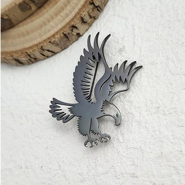 Stainless Steel Eagle Brooch Pin Gold Silver Black Bird Badge Gift Unisex