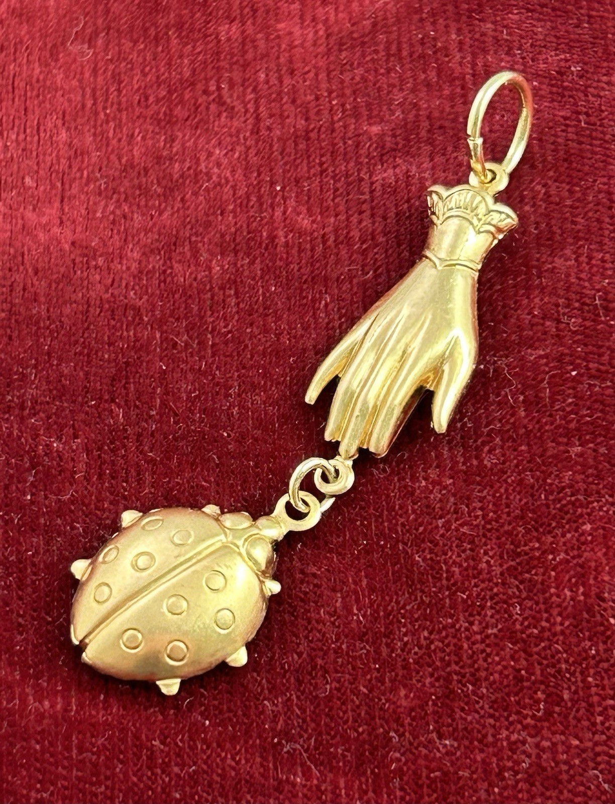 Ladybug Charm Pendant Victorian Hand Brass Stamping Good Luck Charm Jewelry
